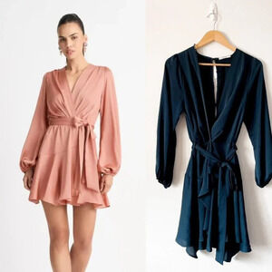 Sheike Baroness Wrap Tie Waist Dress Emerald Green Sz S